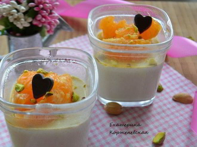 Рецепт фисташковой панны котта с мандаринами