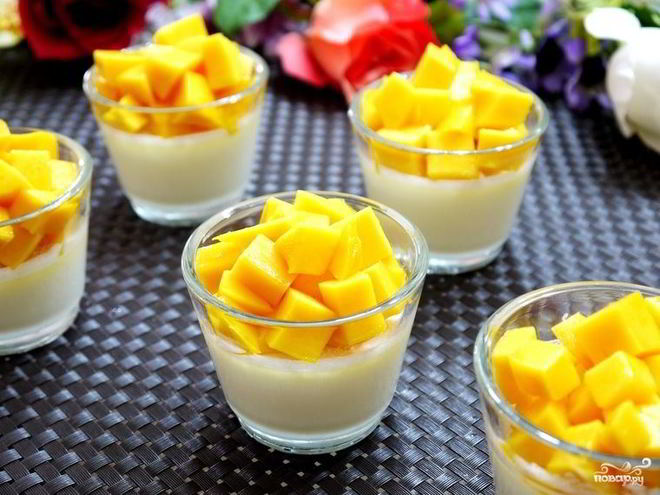 Рецепт кокосового желе с манго