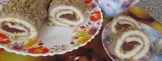 бисквитный рулет с кофейной начинкой и банановым кремом. Шаг 23