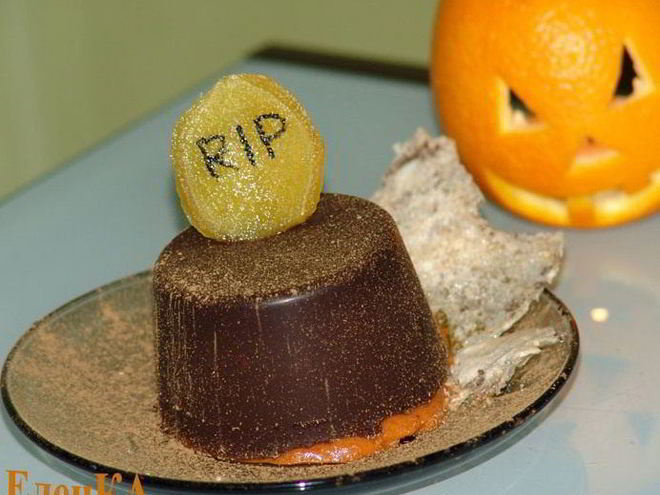 Рецепт тыквенного крема чиз с маршмеллоу в шоколаде на halloween