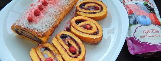 тыквенный рулет с джемом и кремом. Шаг 14