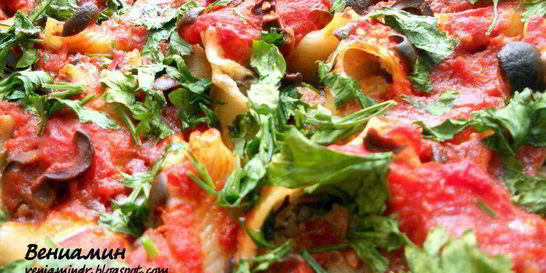 Паста ракушки с творожно-баклажановым муссом