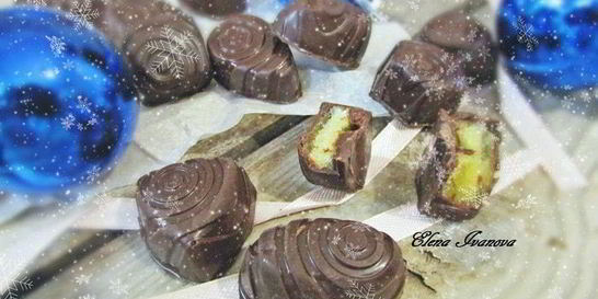 Шоколадные конфеты с персиковым муссом