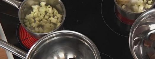 рисовый пудинг на кокосовом молоке с карамелизированными яблоками и шоколадом. Шаг 5