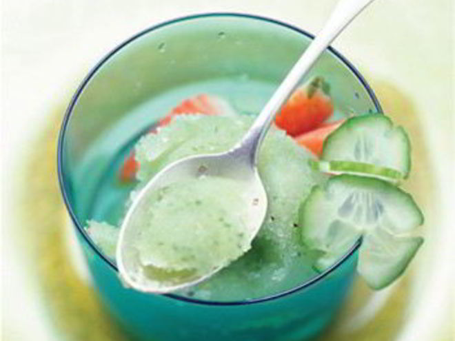 Рецепт огуречного щербета с фруктовым салатом