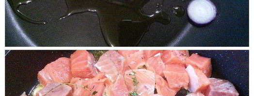 рагу из лосося с перловкой под сырным суфле. Шаг 3