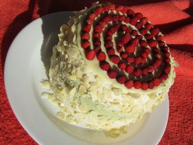 Рецепт торта-суфле мята с земляникой