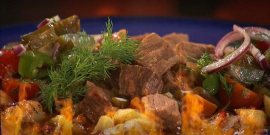 Азу из говядины с соленой черемшой