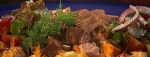 азу из говядины с соленой черемшой. Шаг 11