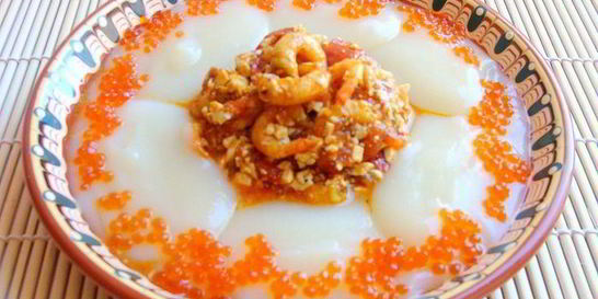 Азу из креветок с тофу и пикантным гарниром