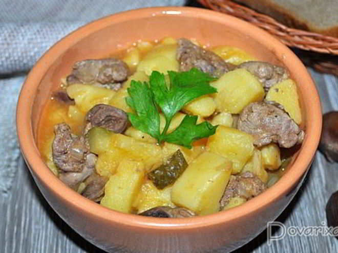 Рецепт азу из куриных потрошков