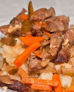 Азу с солеными огурцами и с картошкой