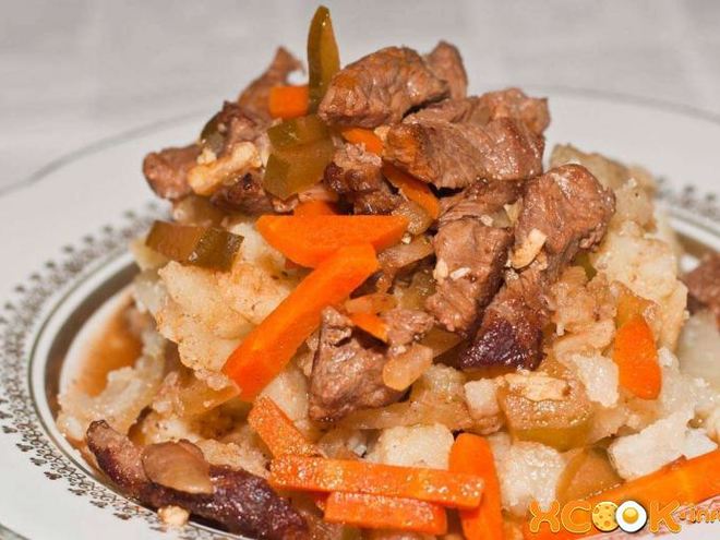 Рецепт азу с солеными огурцами и с картошкой