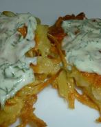 Драники с сыром и горчичным соусом