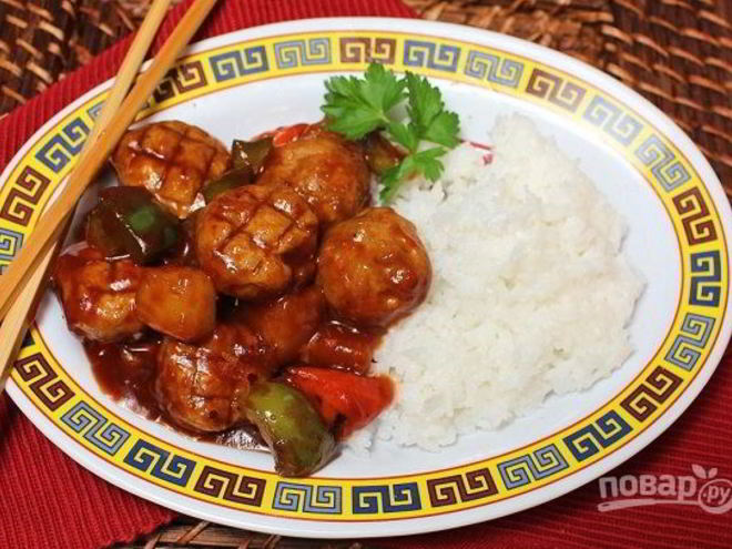 Рецепт фрикаделек из курицы в чили соусе с овощами