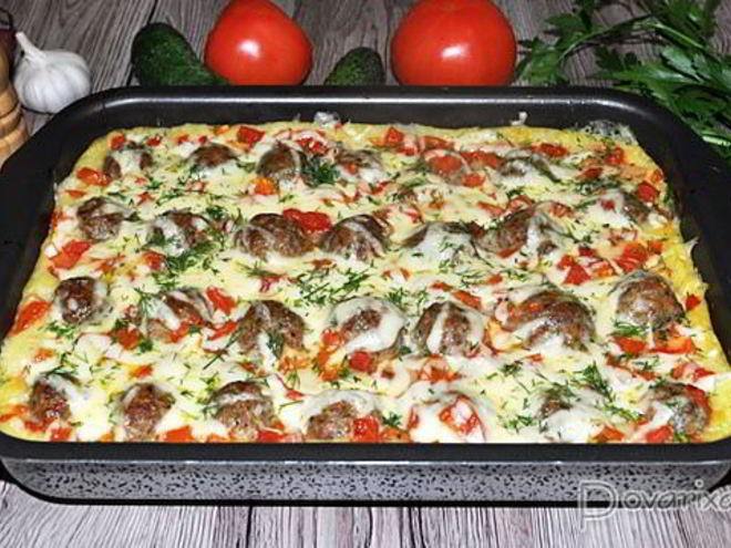 Рецепт фрикаделек, запеченных с картофельным пюре