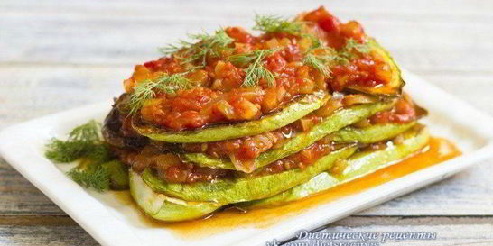 Гарнир из кабачков с помидорами