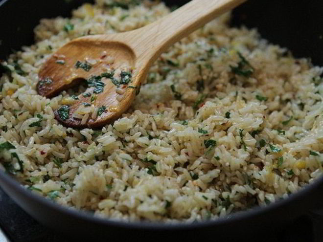Рецепт бурого риса аглио
