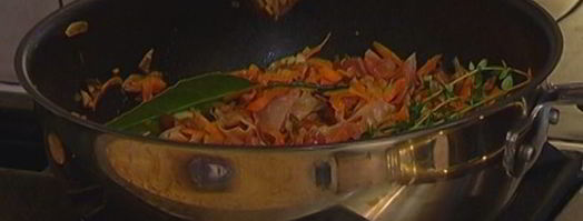 чечевица с грибами, ветчиной и куриными сосисками. Шаг 10