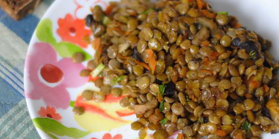 Чечевица с шампиньонами