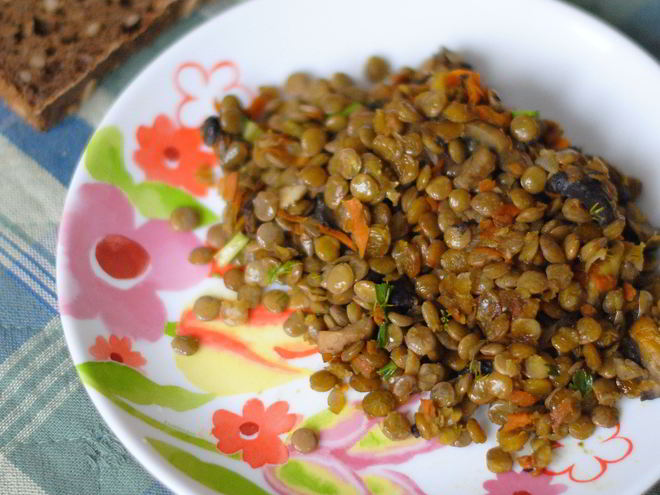 Рецепт чечевицы с шампиньонами