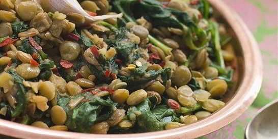 Чечевица со шпинатом