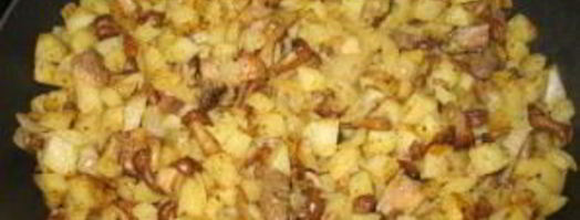 картошка с грибами опятами жареная. Шаг 9