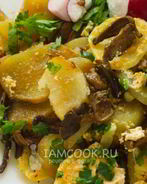 Картошка с грибами в сметане в духовке