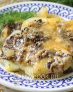 Картошка с грибным фаршем в духовке