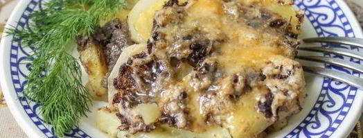 картошка с грибным фаршем в духовке. Шаг 12