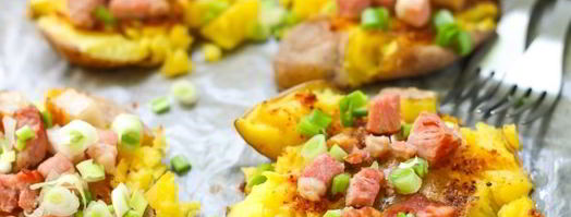 мятый картофель с ветчиной в духовке. Шаг 12