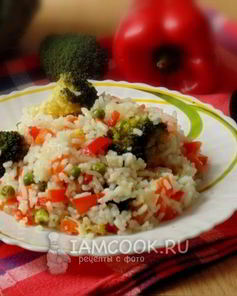 Рис с брокколи и зеленым горошком