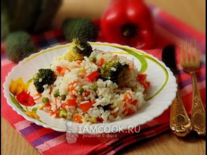 Рецепт риса с брокколи и зеленым горошком