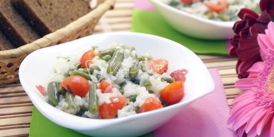 Рис с стручковой фасолью и овощами