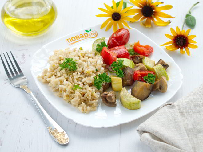 Рецепт риса с запеченными овощами