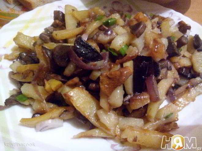Рецепт жареной картошечки с лесными грибочками