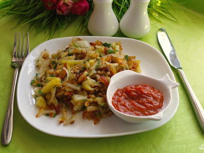 Рецепт жареной картошки с зеленью