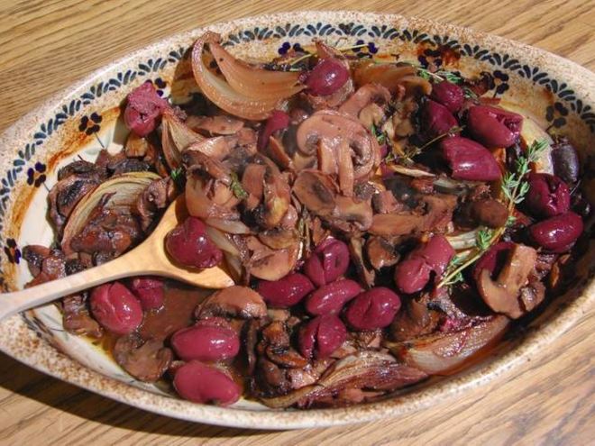 Рецепт грибов, запеченных в красном вине