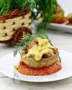 Шампиньоны фаршированные курицей и сыром