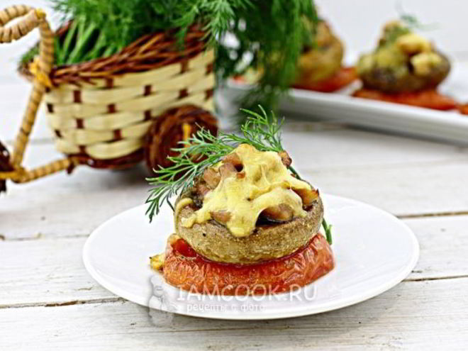 Рецепт шампиньонов фаршированных курицей и сыром