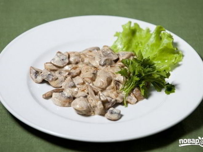 Рецепт шампиньонов со сливками