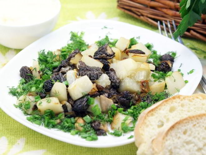 Рецепт сморчков жареных с картофелем