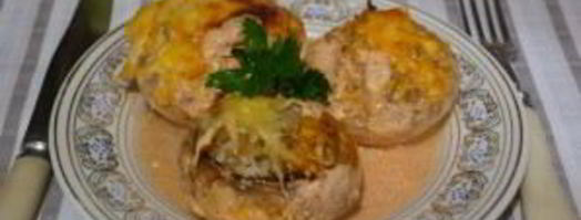 запеченные грибы с фаршем в духовке. Шаг 12