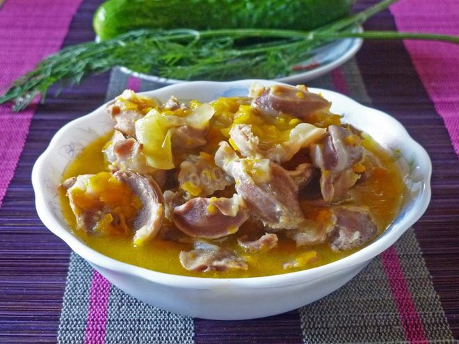 Рецепт гуляша из куриных желудков