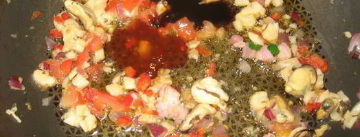 корейская лапша с беконом, мидиями и вешенками. Шаг 8