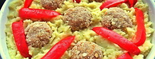 запеченное пюре с котлетами. Шаг 7