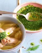 Куриная лапша в новом стиле с песто из укропа