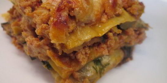 Лазанья Болоньезе с баклажанами и кабачками