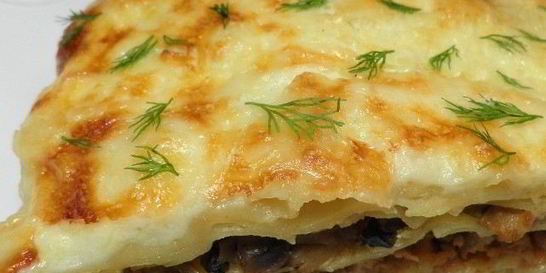 Лазанья из слоеного теста