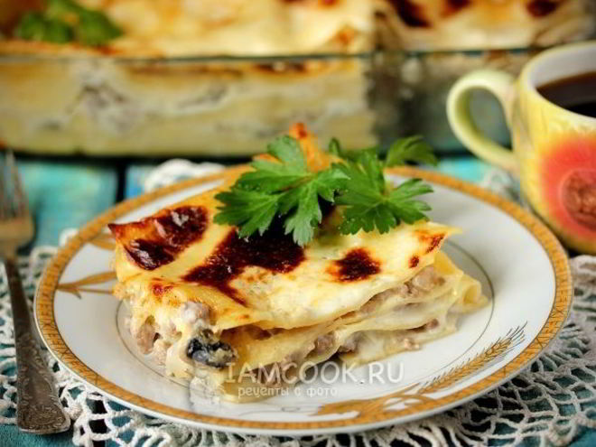 Рецепт лазаний с фаршем и грибами